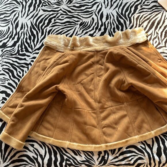 Vintage Oscar de la renta tan suede faux leather faux fur sherpa  button jacket - Picture 12 of 13